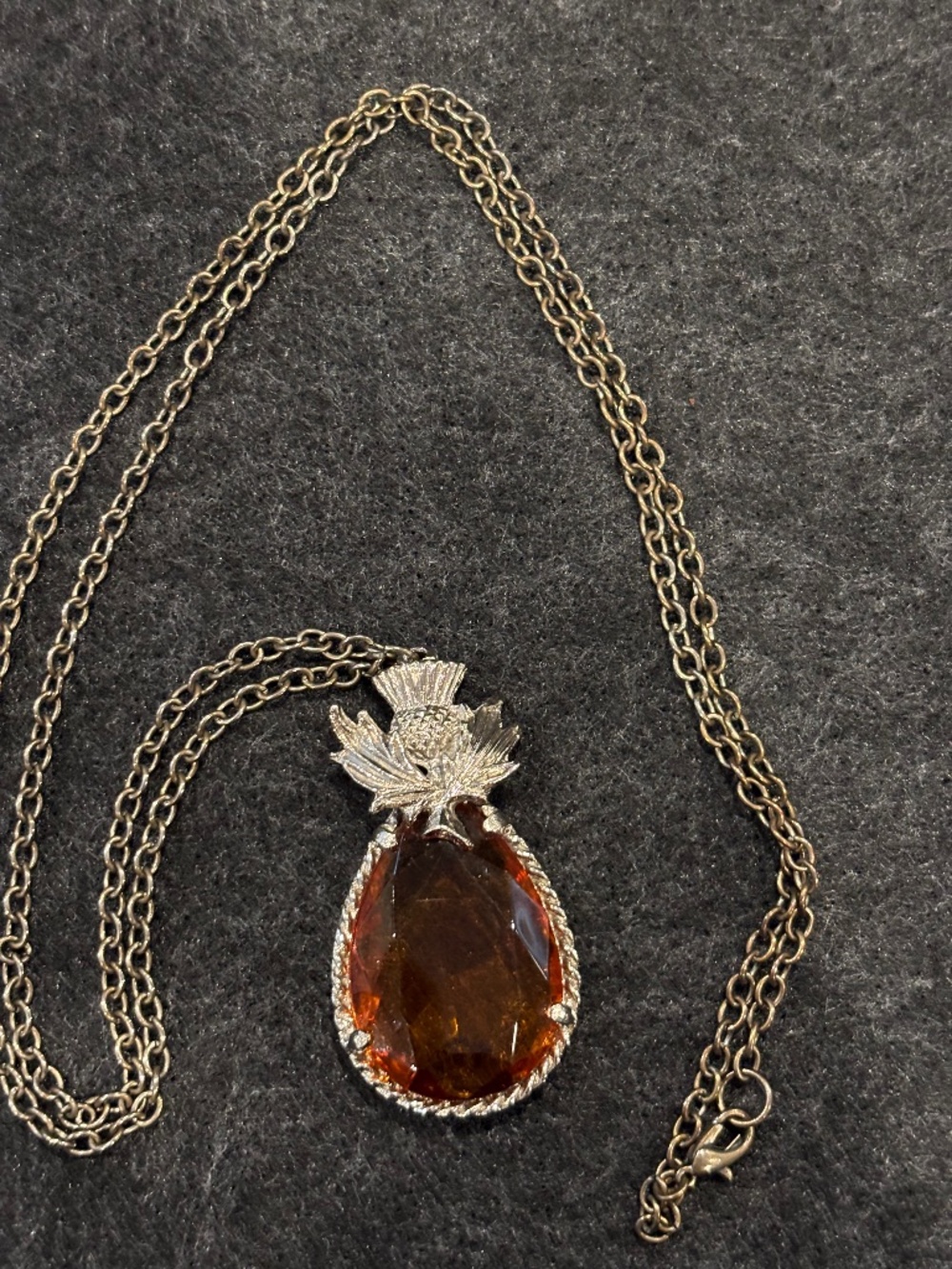 Scottish Thistle Citrine/Orange Color Glass Pendant